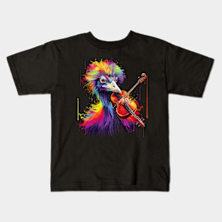 Ostrich Playing Violin Kids T-Shirt